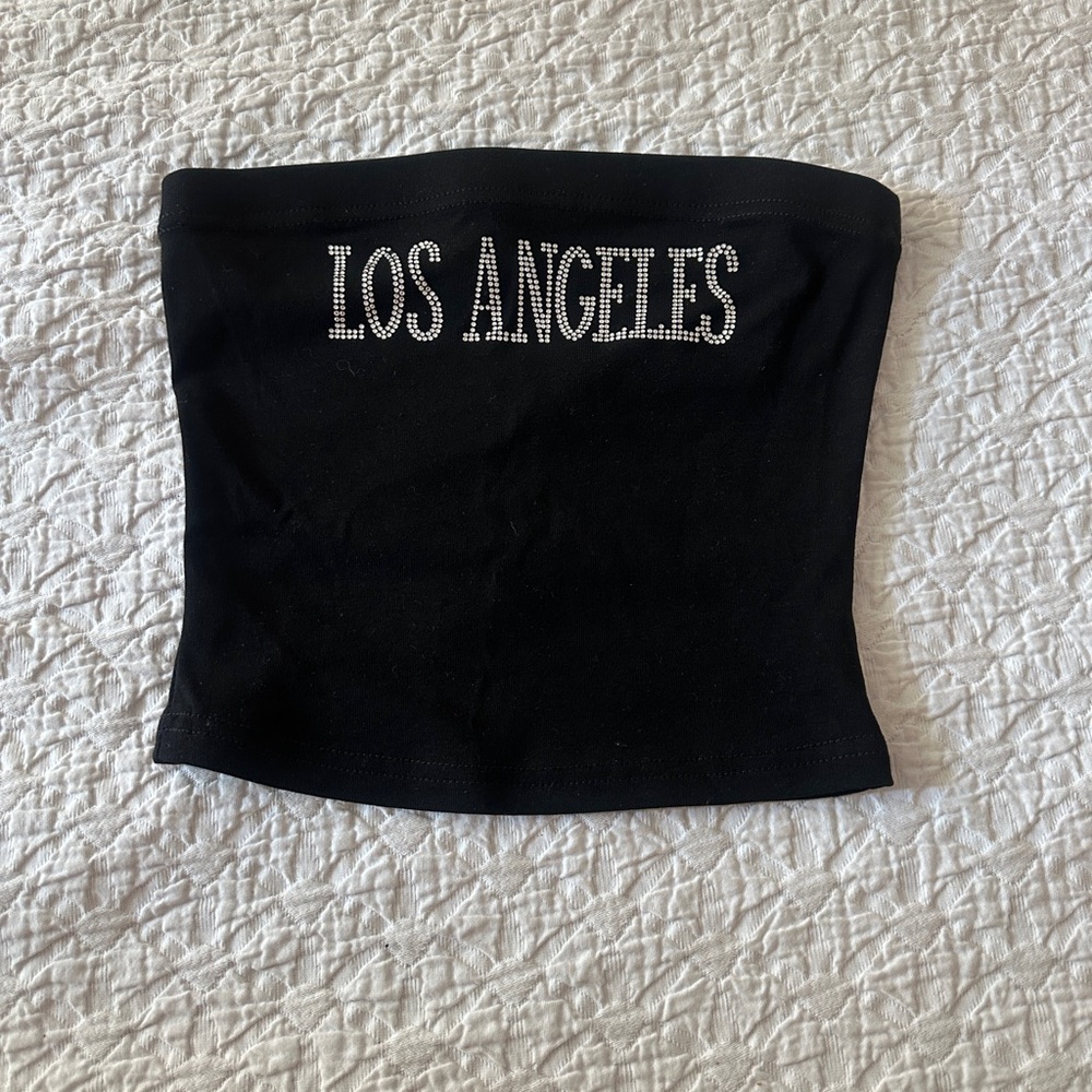 Beige Botany Los Angeles Rhinestone Tube Top